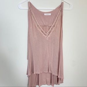 Pink Lace Tank Top